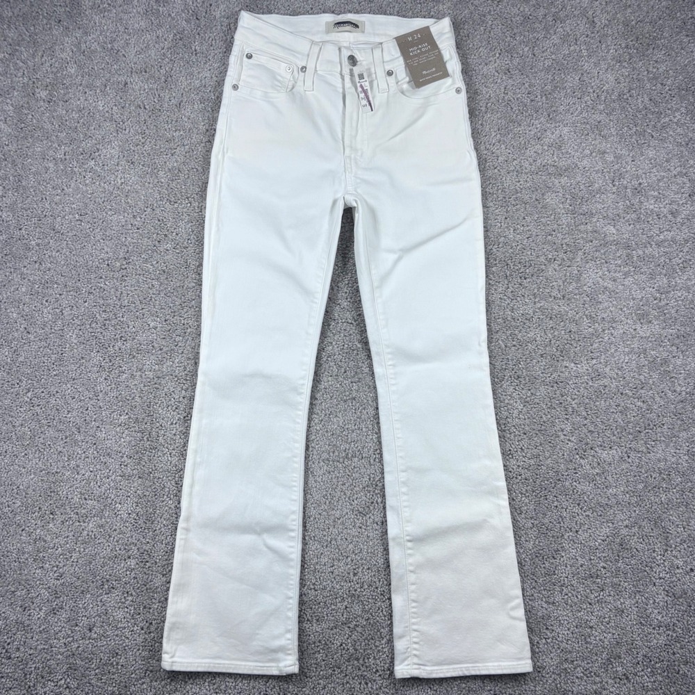 Madewell White Mid-Rise Kick Out Crop Jeans NI961‎ Magic Pockets Womens 24 NEW